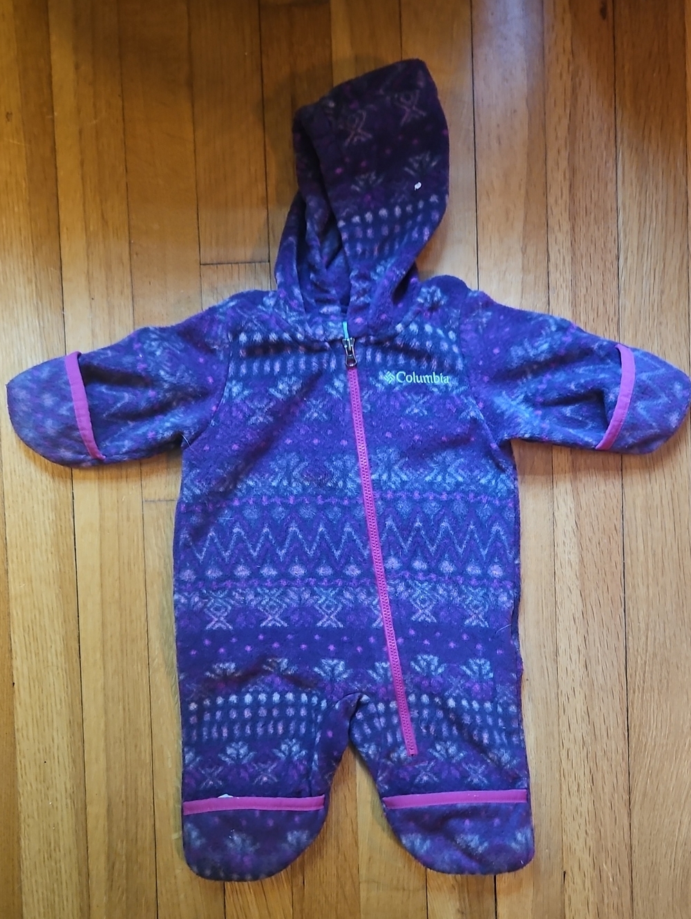 Columbia Purple and Pink Patterned Infant Fleece Bunting